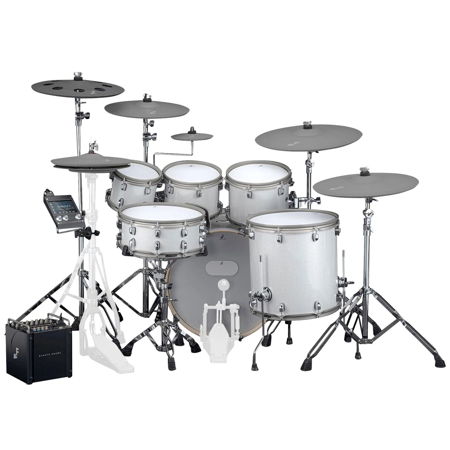 EFNOTE PRO Acoustic Design 704 Electronic Drum Set: Technical Precision Enhanced by 360 Triggering for Cymbals, Stage Box with 12 Direct XLR Outs