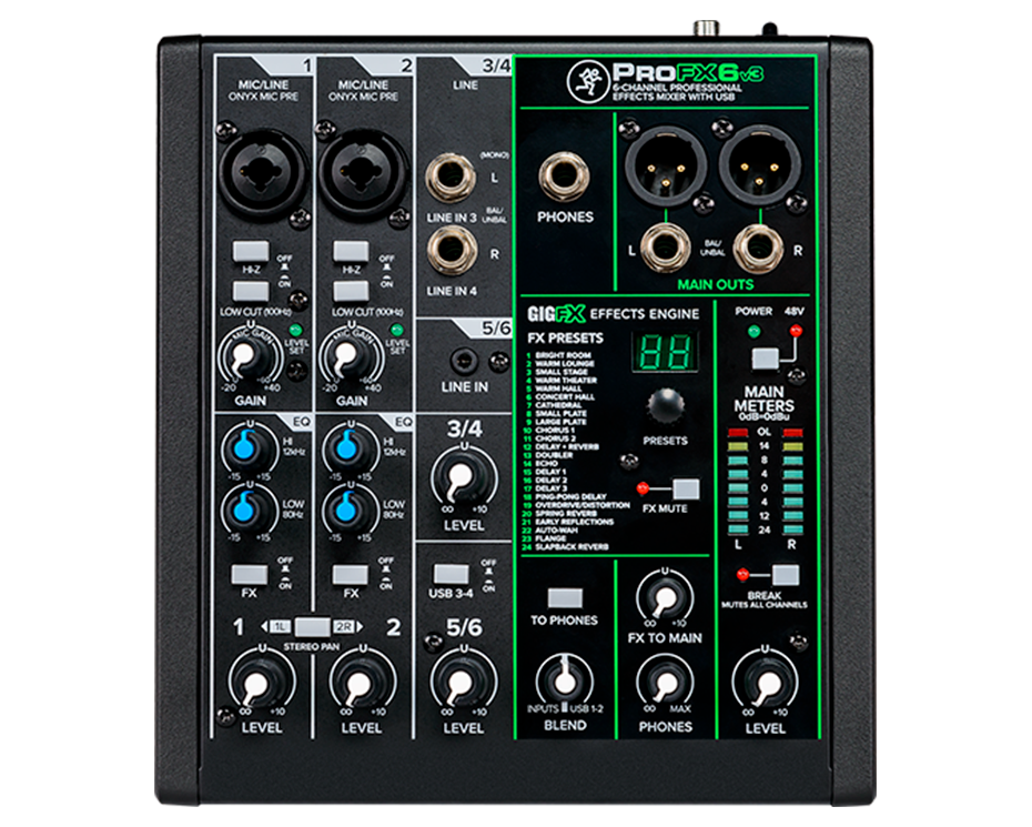 Mackie PROFX6-V3 Mixer. 6 Channel