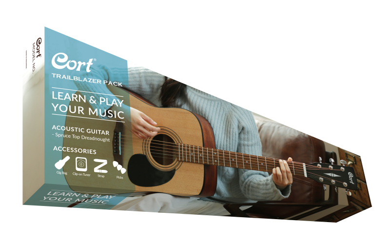 Cort AD10 Trailblazer Acoustic Guitar Pack Open Pore Natural - front view
