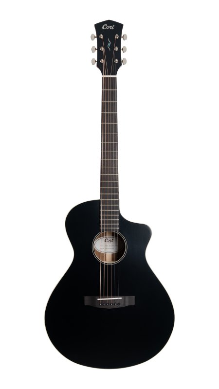 Cort Core-MC Ovangkol Acoustic-Electric Guitar Black Trans Satin Gloss - front view