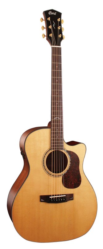 Cort Gold A6 Auditorium Cutaway Acoustic-Electric Guitar Natural - front view