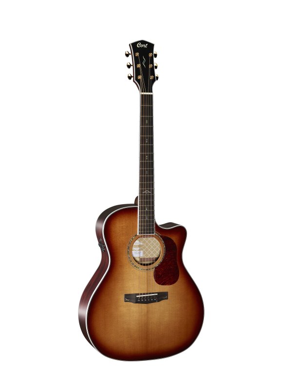 Cort Gold A8 Auditorium Cutaway Acoustic-Electric Guitar Light Burst - front view