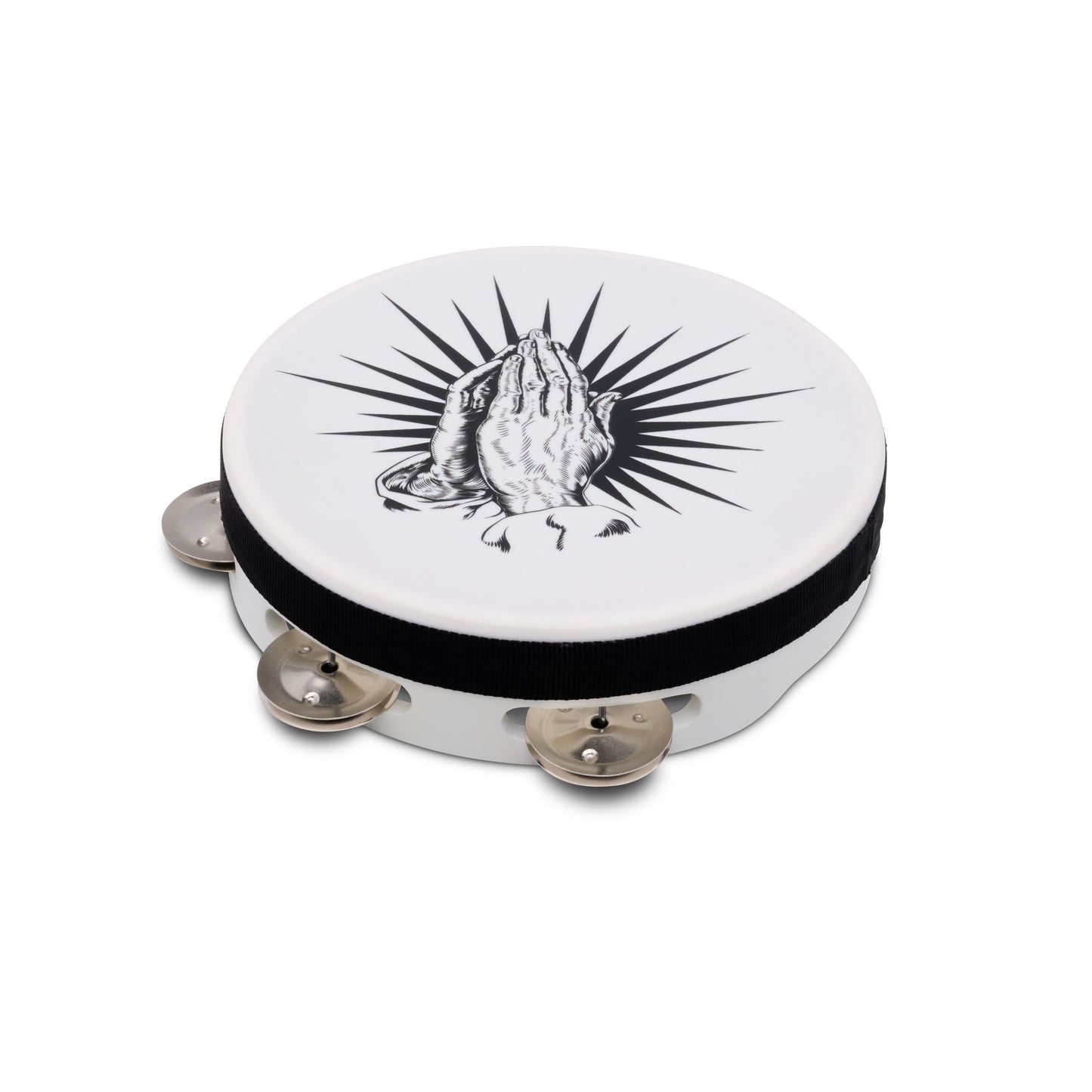 Praying Hands Tambourine White 8