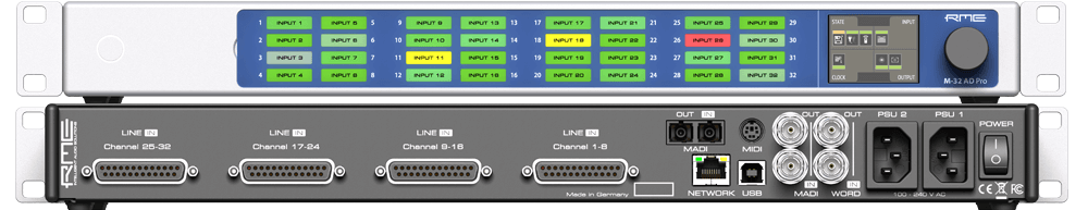 RME M-32 Pro AVB AD 32-Channel Analog to Digital Converter, product image