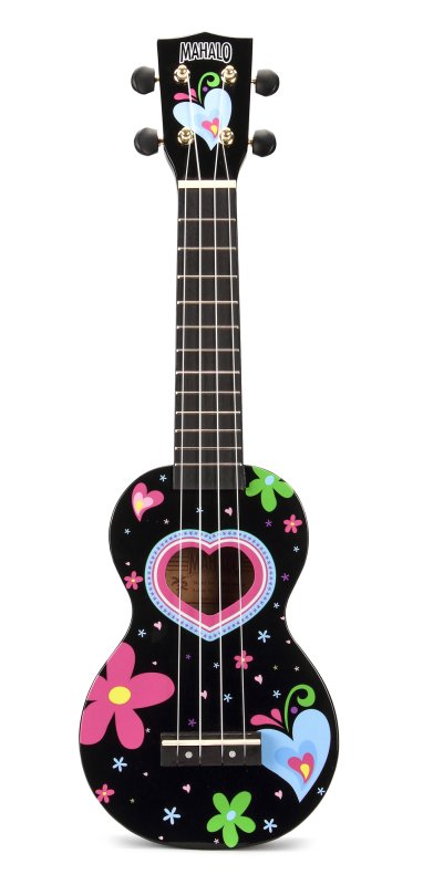 Mahalo MA1 Art Series soprano ukulele with heart graphic on black
