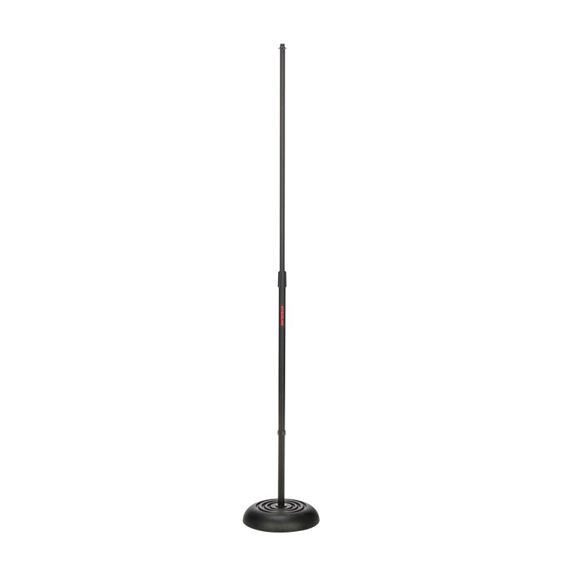 Stageline MS603B Microphone Stand - Round Base, Adjustable Height 33.5″-61″, Heavy-Duty Metal Construction, 9.8″ Base Diameter, 8 lbs - Black - front view