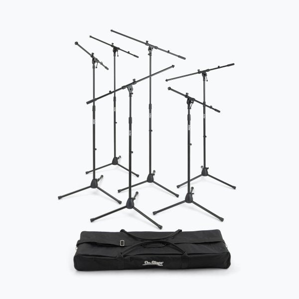 On-Stage Six Euro Boom Mic Stands with Bag