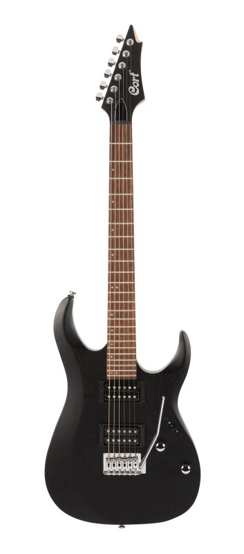 Cort X100 Electric Guitar Open Pore Black - front view
