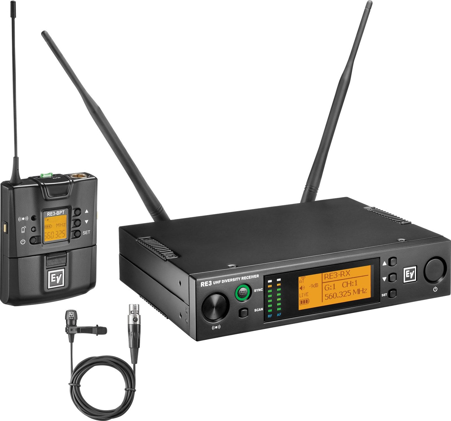 Electro-Voice RE3-BPCL-5L Bodypack Set, Cardioid Mic 488-524 MHz