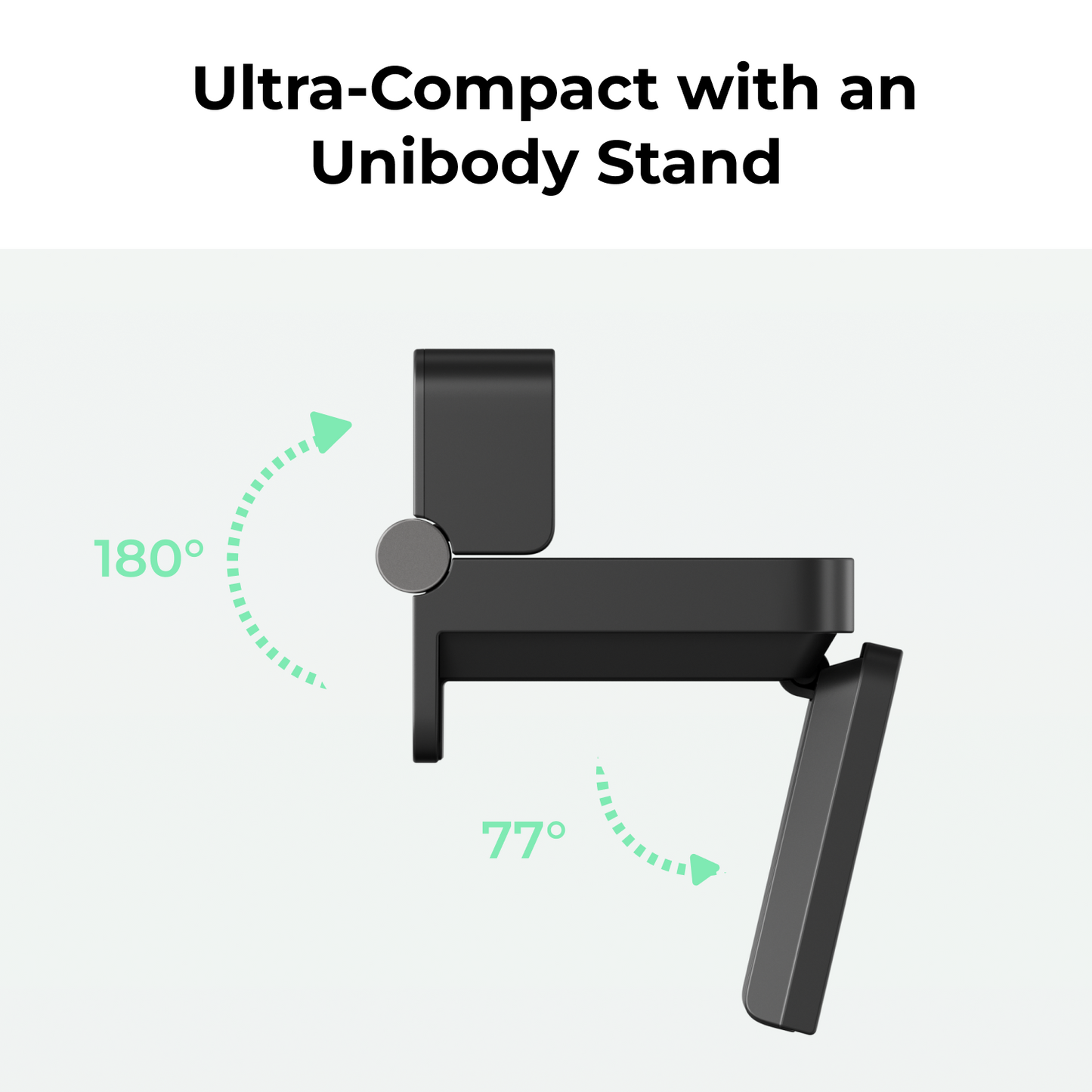 OBSBOT Meet Flip unibody stand hinge and tilt range