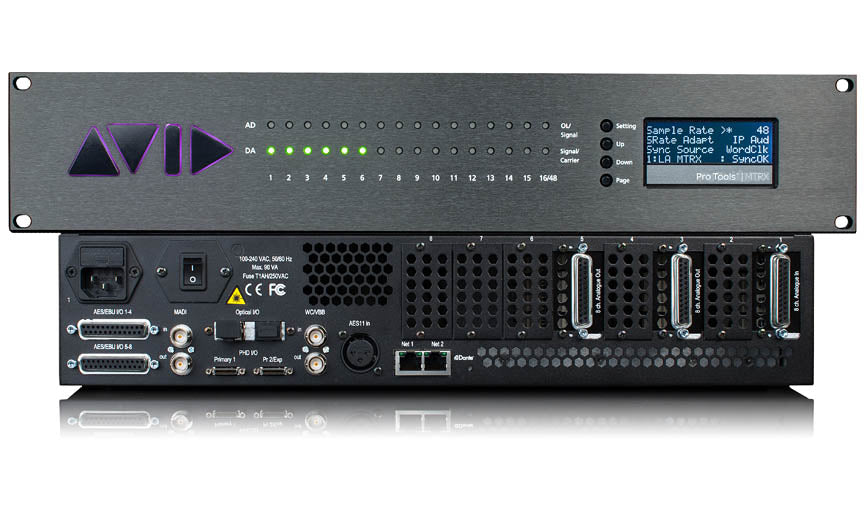 Avid Pro Tools MTRX Base Unit with MADI, front and back views