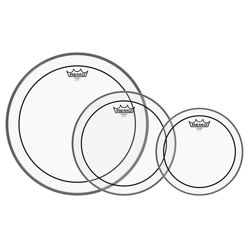 Remo Pinstripe Clear Tom Head Pack 10, 12 and 16 Inch, product view