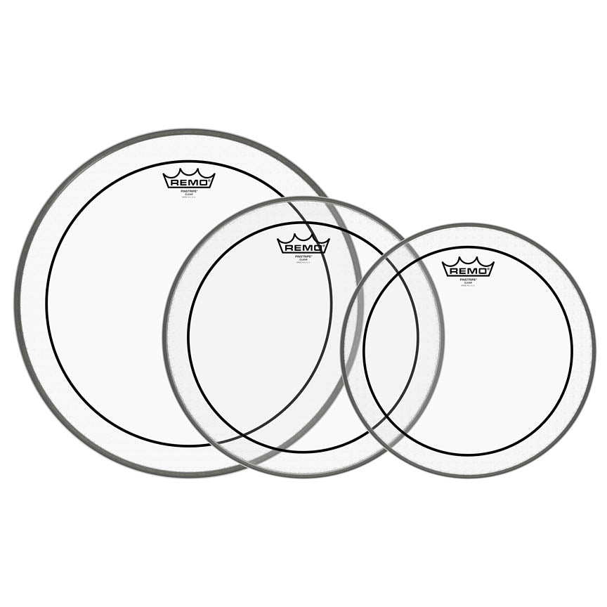Remo Pinstripe Clear Tom Head Pack 12, 13 and 16 Inch, product view