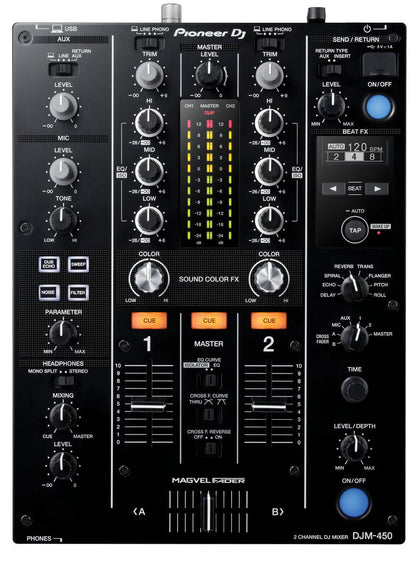 Pioneer DJ DJM-450 2-Channel DJ Mixer, front view