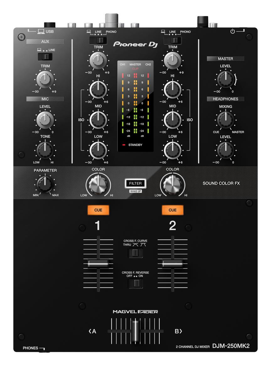 Pioneer DJ DJM-250MK2 2-Channel DJ Mixer, front view