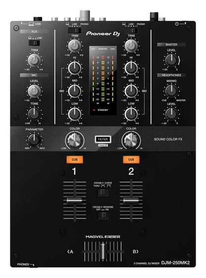 Pioneer DJ DJM-250MK2 2-Channel DJ Mixer, front view