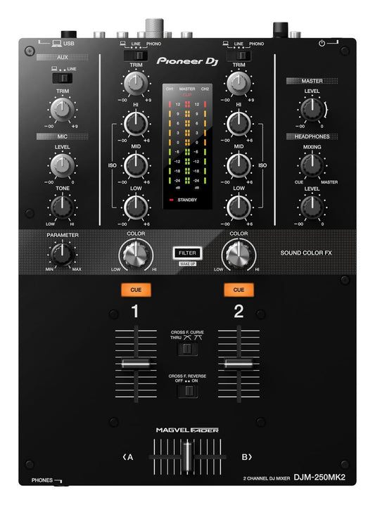 Pioneer DJ DJM-250MK2 2-Channel DJ Mixer, front view
