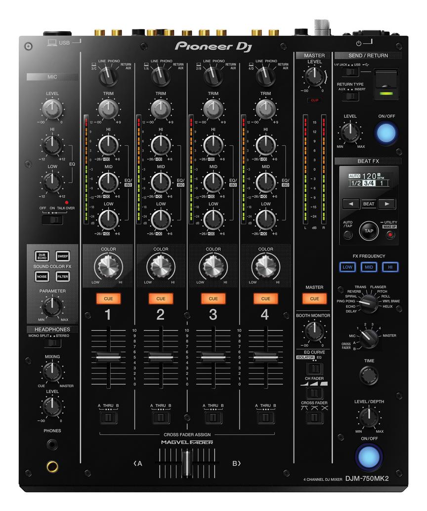 Pioneer DJ DJM-750MK2 4-Channel DJ Mixer, front view