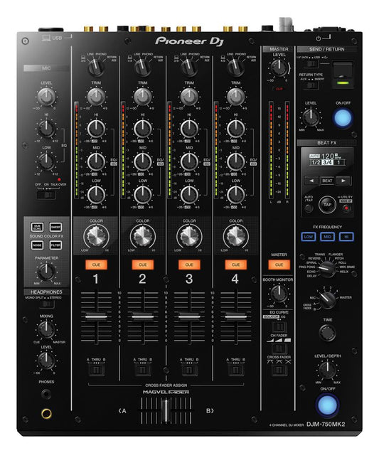 Pioneer DJ DJM-750MK2 4-Channel DJ Mixer, front view