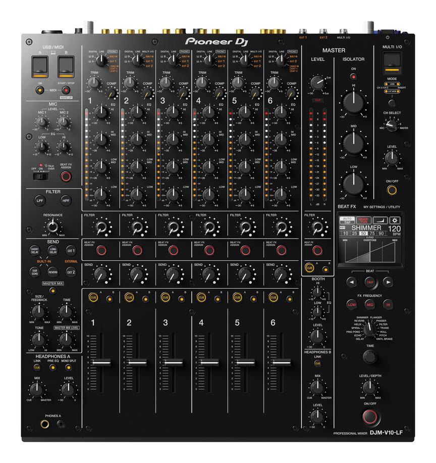 Pioneer DJ DJM-V10-LF 6-Channel Long Fader DJ Mixer, front view