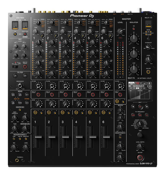Pioneer DJ DJM-V10-LF 6-Channel Long Fader DJ Mixer, front view
