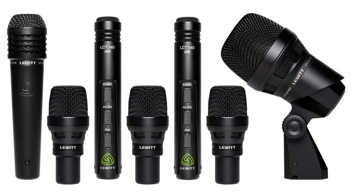 Lewitt BEATKIT Pro - 7-Piece Drum Microphone Kit Includes Mil-Spec Case, Mounts and Windscreens