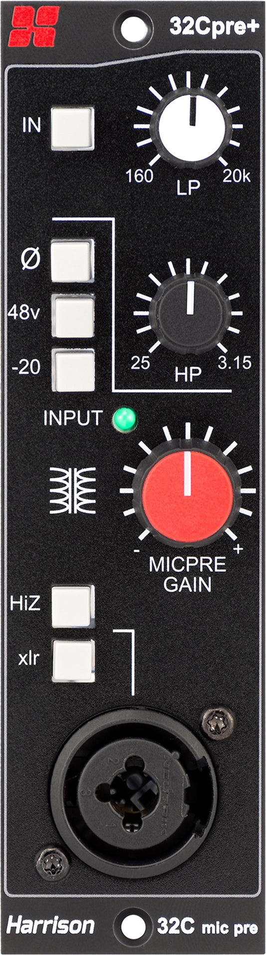 Harrison Audio 32Cpre+ 500 Series Preamp and Converter Module, front view