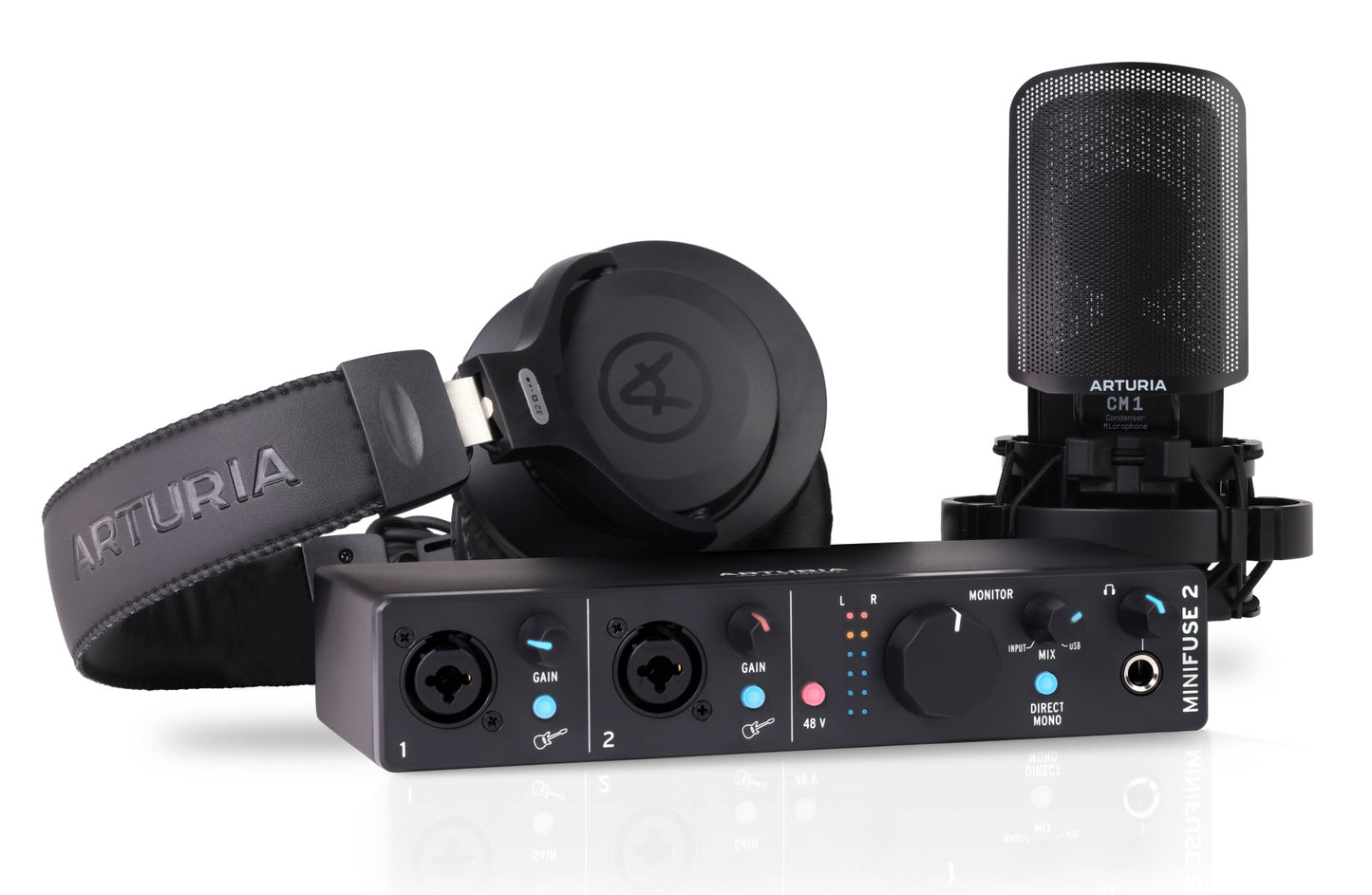 Arturia MiniFuse Recording Pack with Interface, Mic and Headphones - Black
