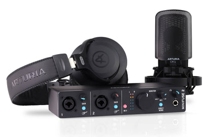 Arturia MiniFuse Recording Pack with Interface, Mic and Headphones - Black