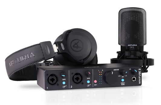 Arturia MiniFuse Recording Pack with Interface, Mic and Headphones - Black
