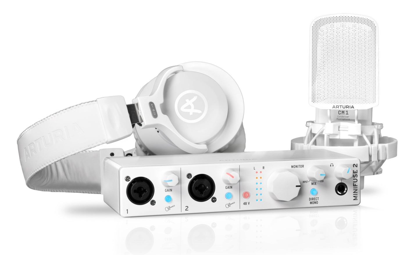 Arturia MiniFuse Recording Pack with Interface, Mic and Headphones - White