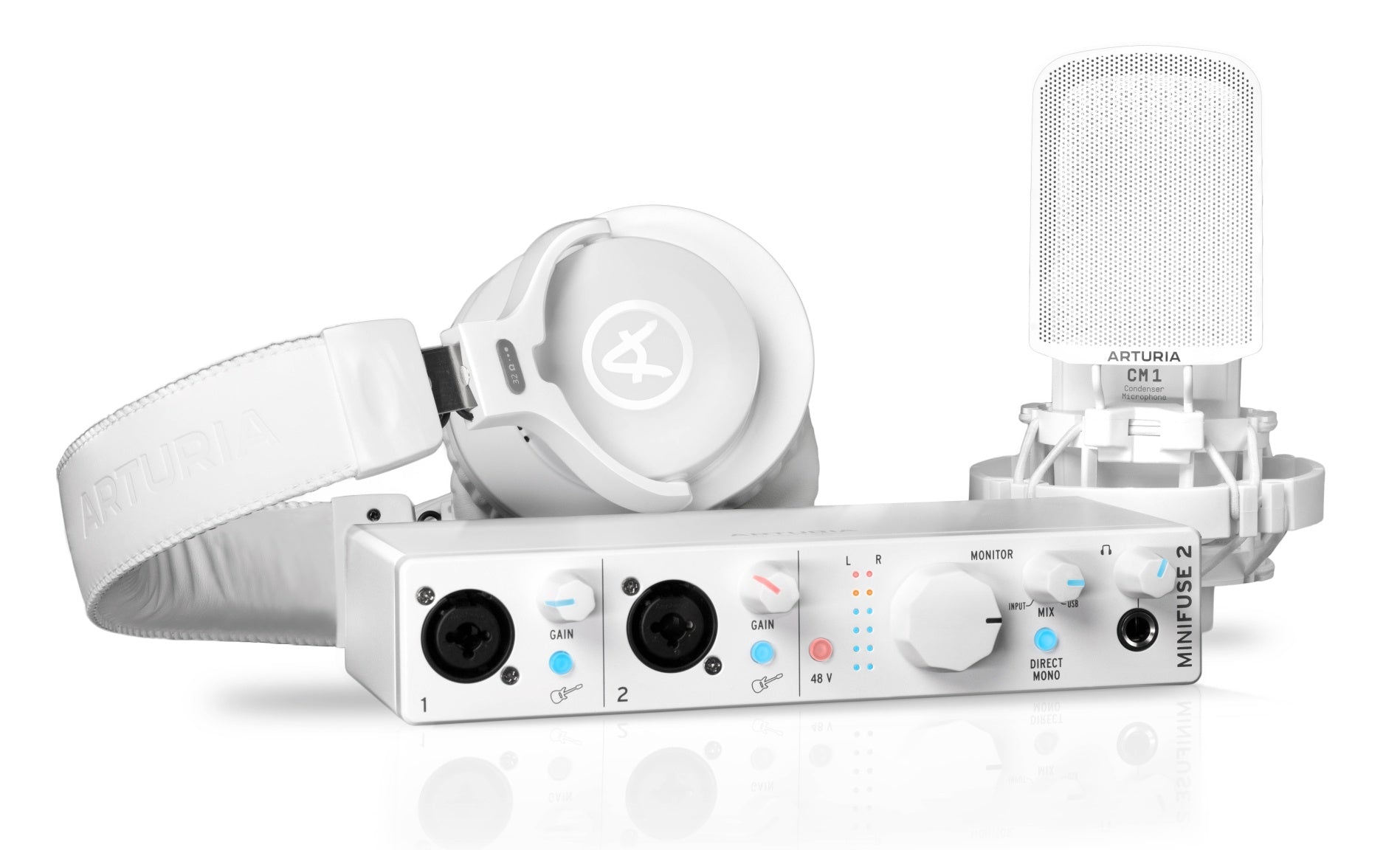 Arturia MiniFuse Recording Pack with Interface, Mic and Headphones - White