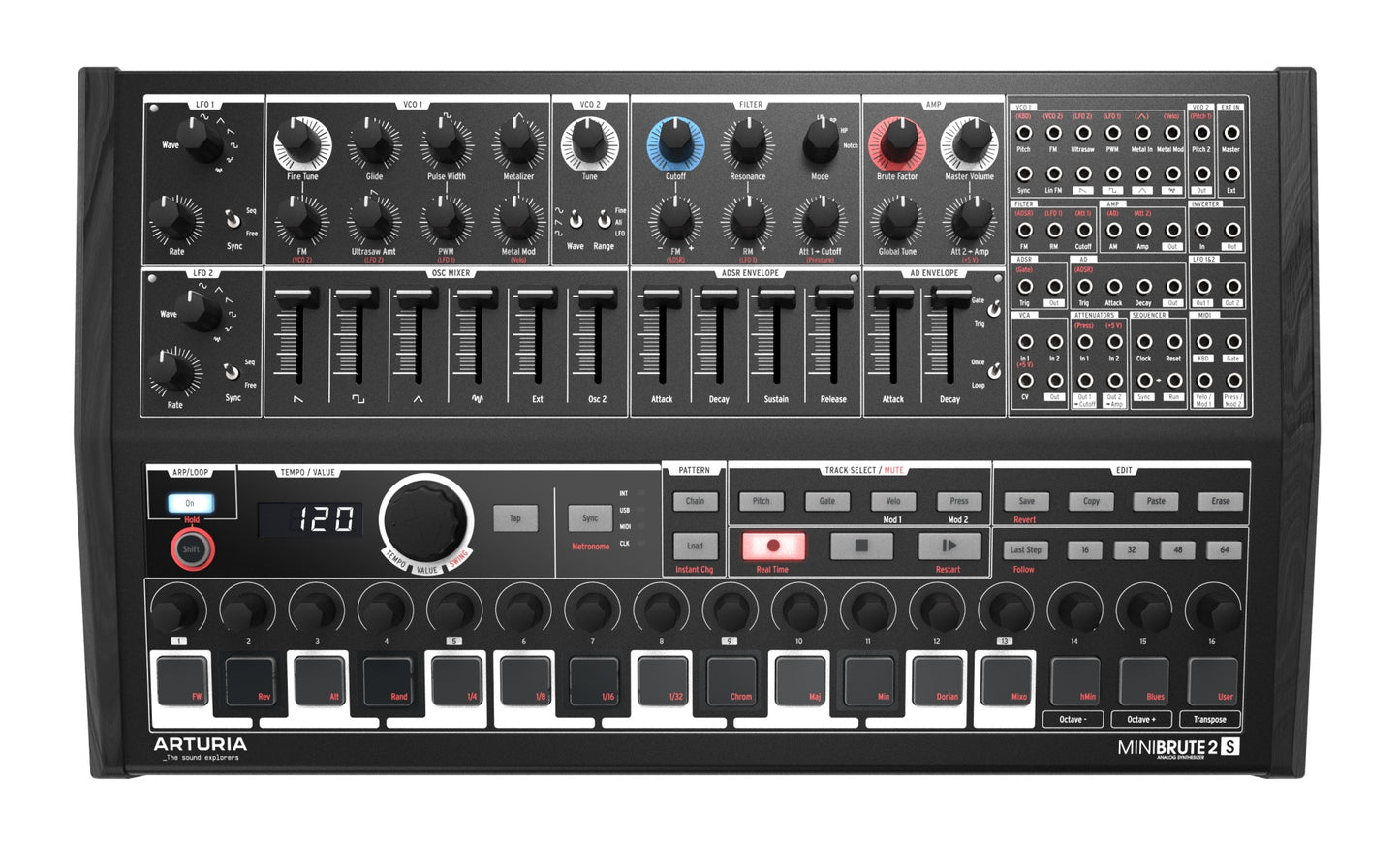 Arturia MiniBrute 2S Noir Semi-Modular Analog Synthesizer