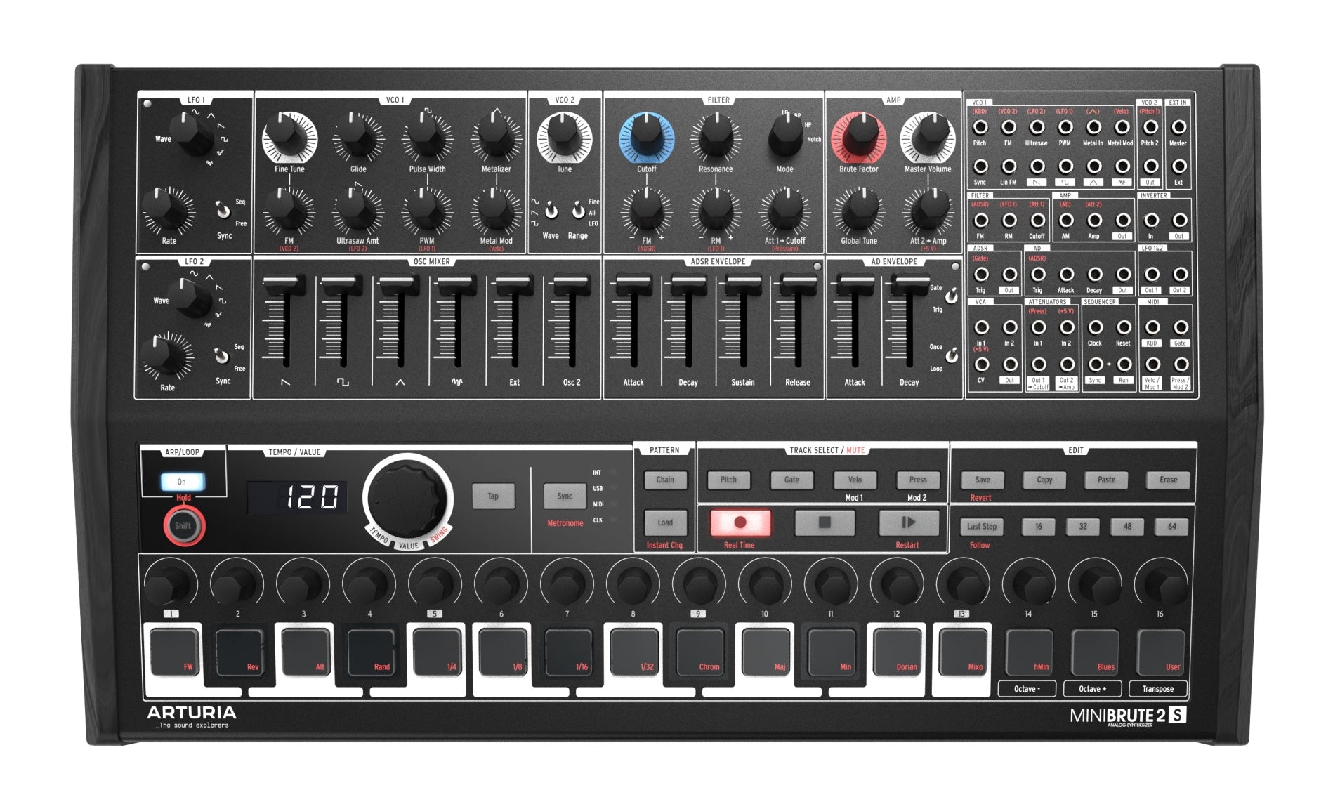 Arturia MiniBrute 2S Noir Semi-Modular Analog Synthesizer