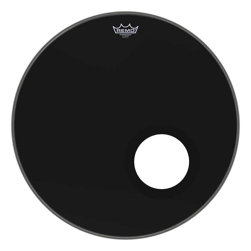 Remo Powerstroke 3 Ebony Bass Drumhead 22 Inch with Dynamo Installed, product view