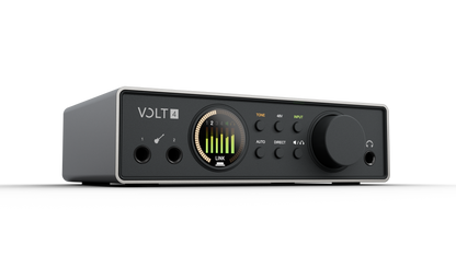 Universal Audio Volt 4 Gen 2 USB audio interface, three quarter view with Smart Display