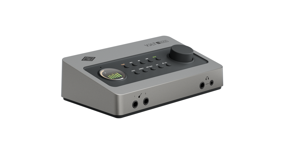 Universal Audio Volt 4 Max desktop USB audio interface, three quarter view