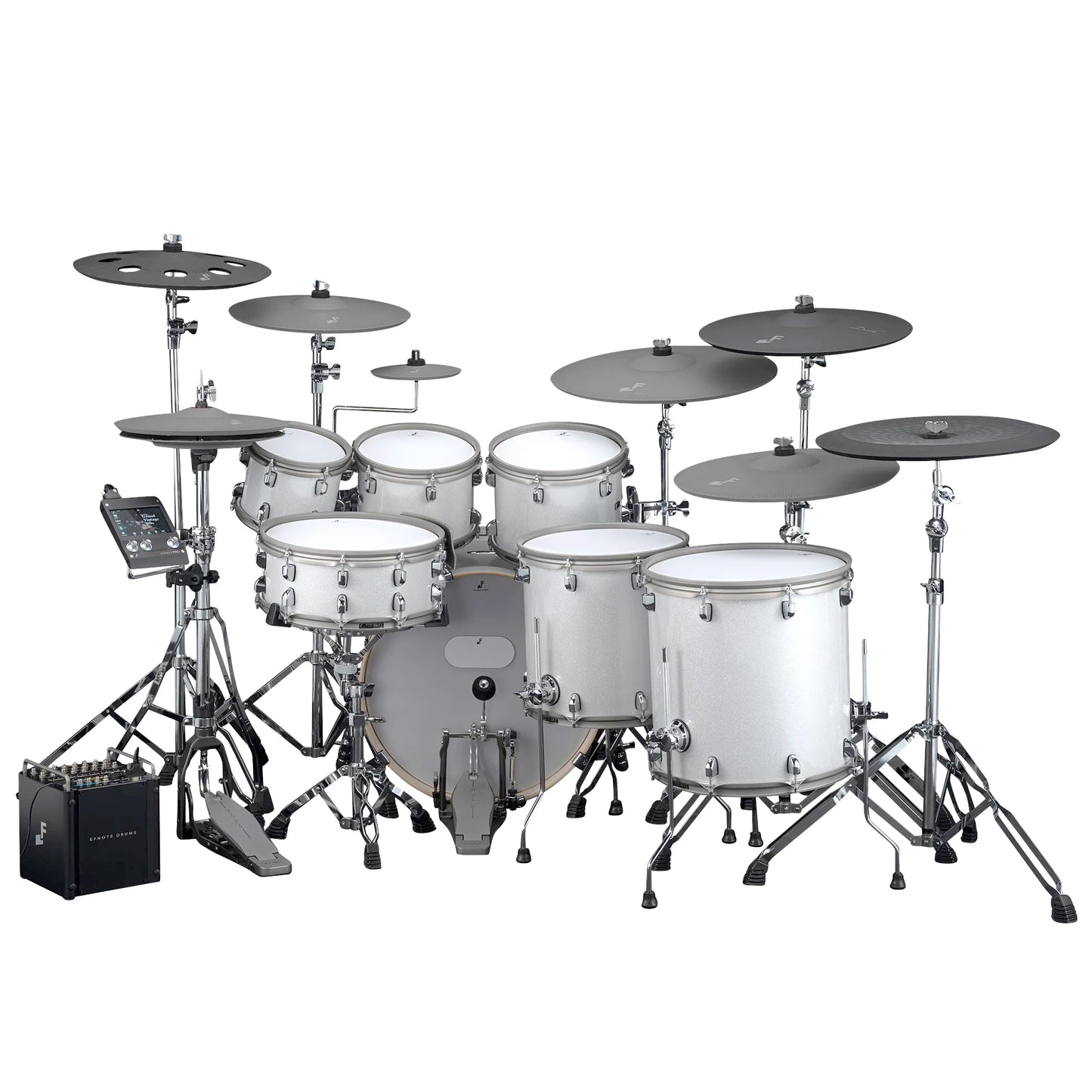 EFNOTE PRO Acoustic Design 707 Electronic Drum Set: Complete Drum Kit Solution with 360 Triggering for Cymbals, Stage Box with 12 Direct XLR Outs