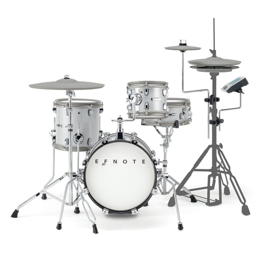 EFNOTE mini Acoustic Designed Electronic Drum Set, USB C, MIDI , w/360 Triggering, , 3 Zone, 8ch XLR - White Sparkle