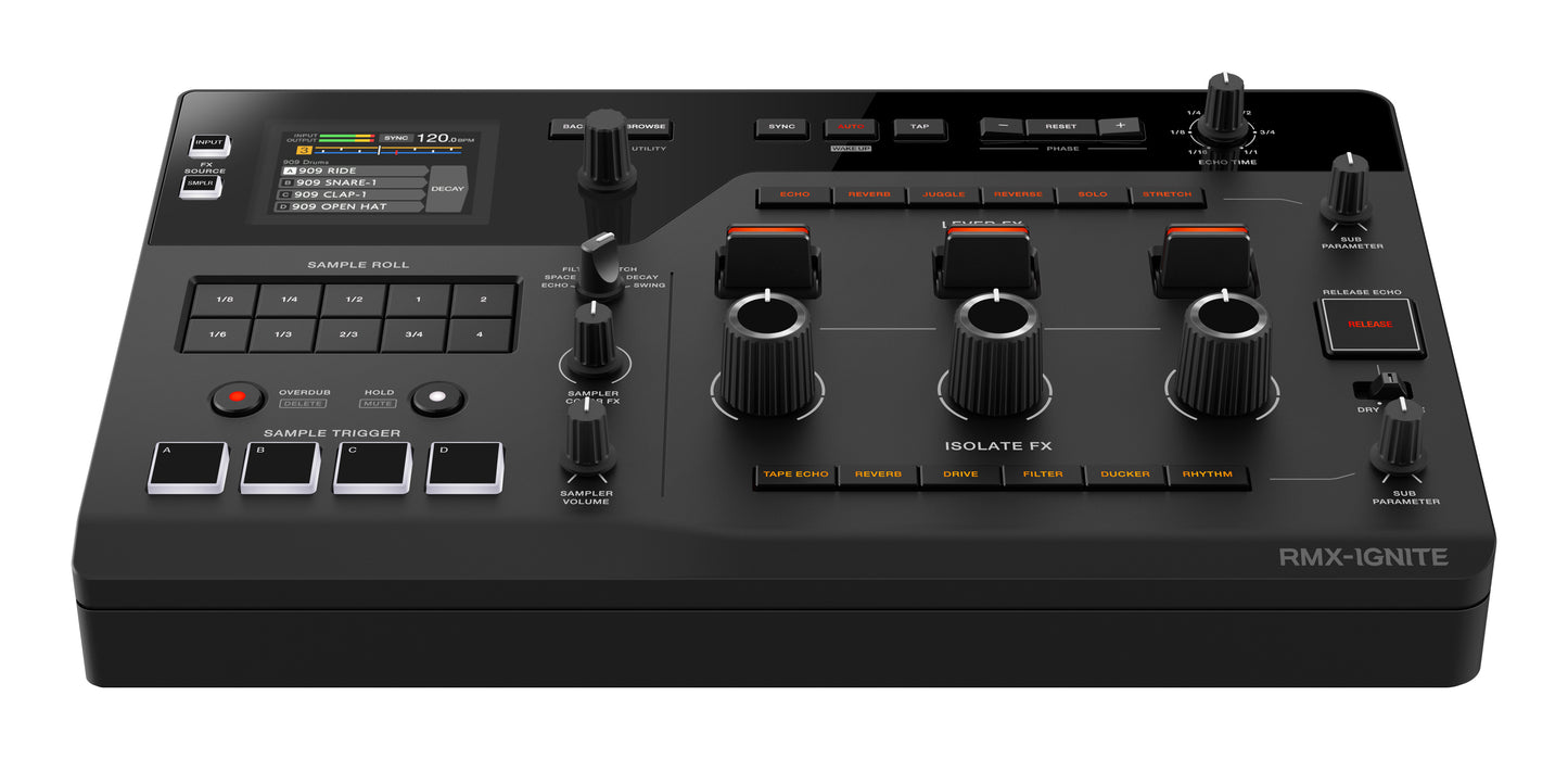 AlphaTheta RMX-IGNITE Remix Station and DJ Effects Processor, front view