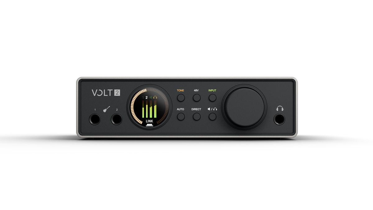 Universal Audio Volt 2 Gen 2 front panel with dual Hi-Z inputs, Smart Display and smart knob