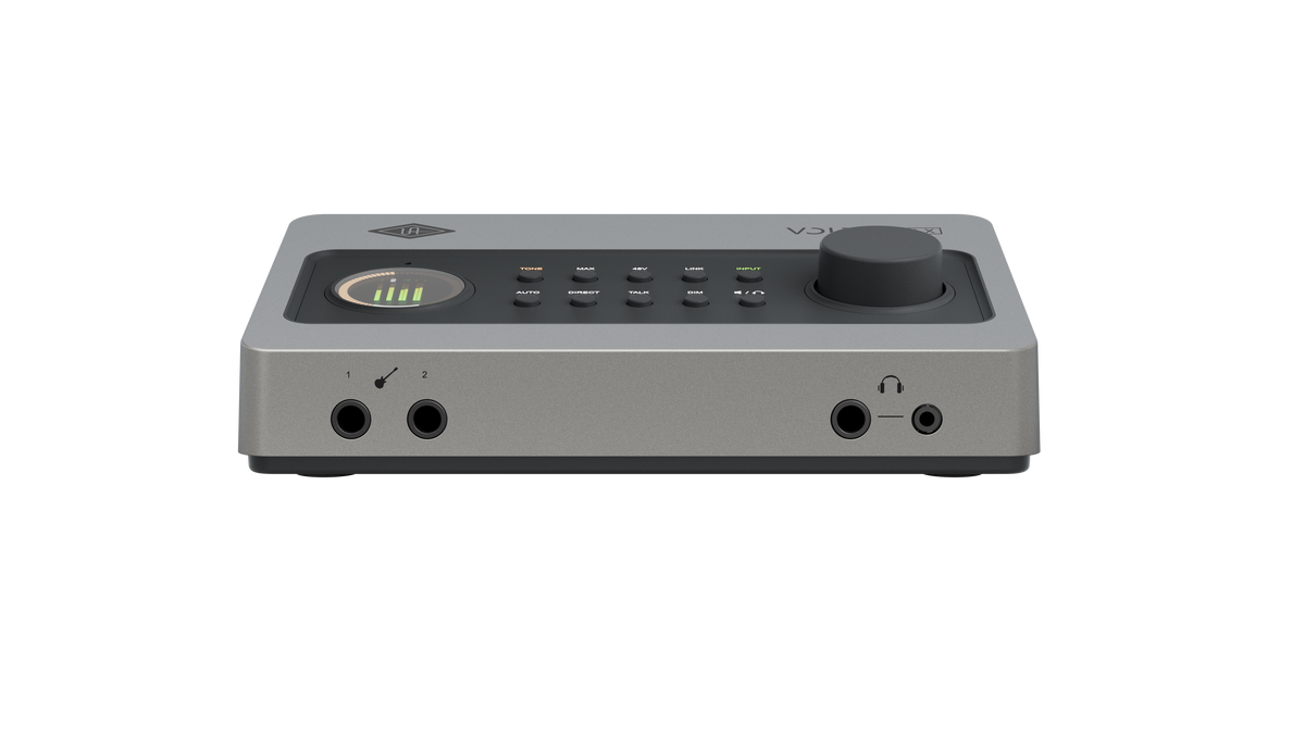 Universal Audio Volt 2 Max front panel with Smart Display, TONE and MAX buttons and smart knob