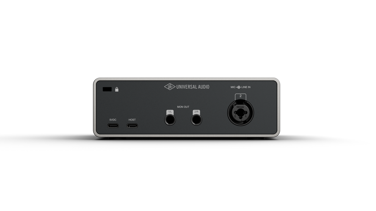 Universal Audio Volt 1 Gen 2 rear panel with USB-C, monitor outputs and mic / line input