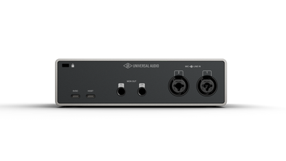 Universal Audio Volt 2 Gen 2 rear panel with USB-C, monitor outputs and two mic / line inputs