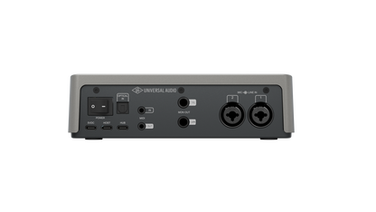 Universal Audio Volt 2 Max rear panel with optical input, MIDI, monitor outputs and mic / line inputs