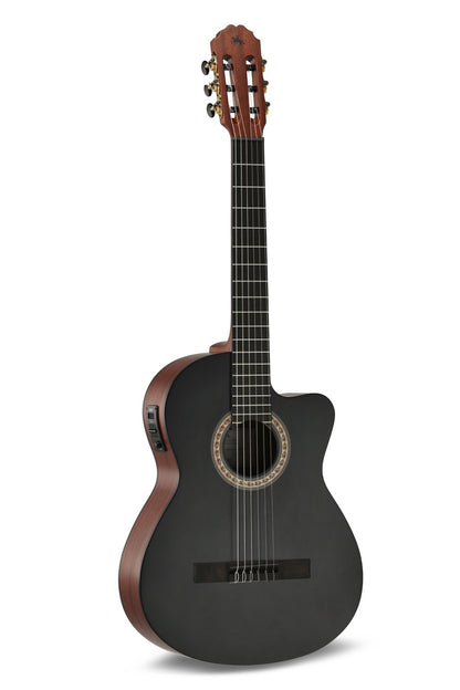 Caballero Stage by MR Flamenco Guitar with Preamp 4/4, Black Matte Top - view 1