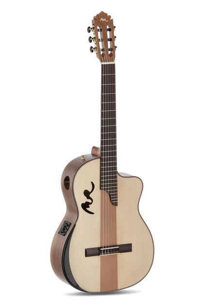 Manuel Rodriguez Caf&eacute; Cortado, Curly Walnut 4/4, Satin, E-Acoustic, Cutaway - view 1