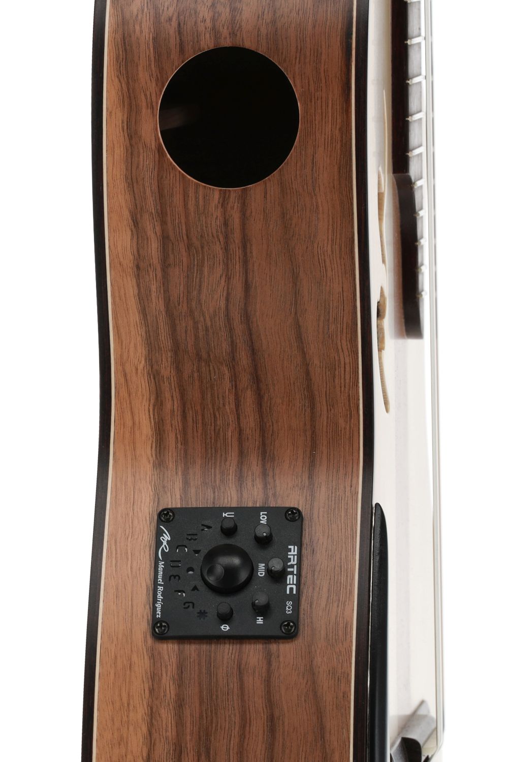 Manuel Rodriguez Caf&eacute; Cortado, Curly Walnut 4/4, Satin, E-Acoustic, Cutaway - view 4
