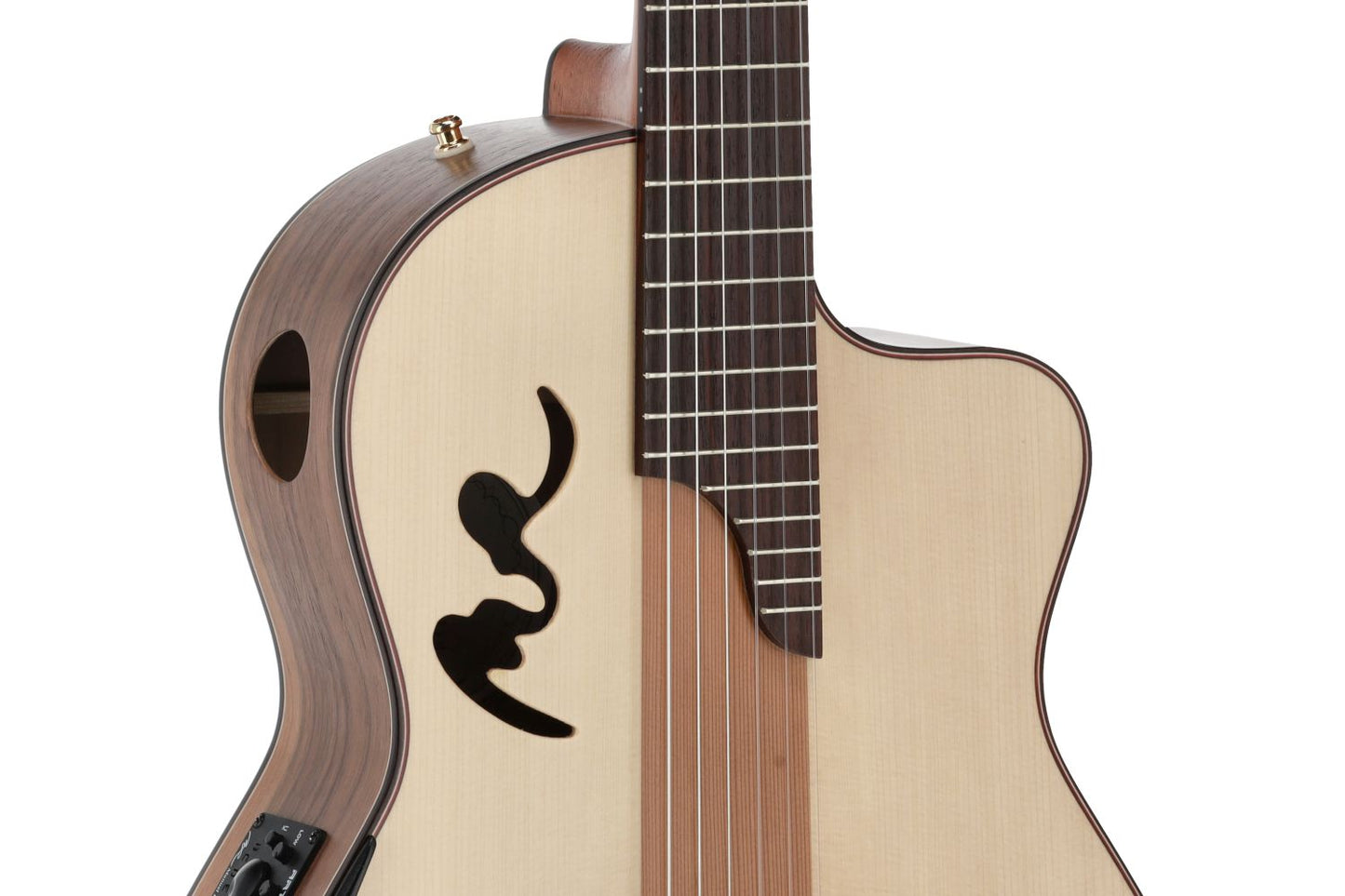 Manuel Rodriguez Caf&eacute; Cortado, Curly Walnut 4/4, Satin, E-Acoustic, Cutaway - view 5