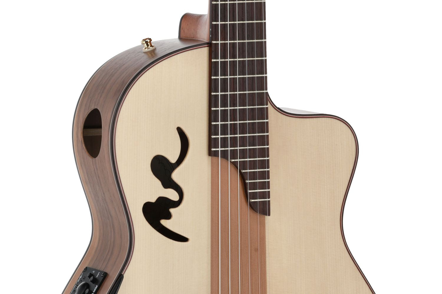 Manuel Rodriguez Caf&eacute; Cortado, Curly Walnut 4/4, Satin, E-Acoustic, Cutaway - view 5